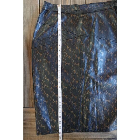 Vintage Genuine Leather Skirt 14 Leopard Print High Waisted Pencil 80s Mob Wife - Picture 7 of 7